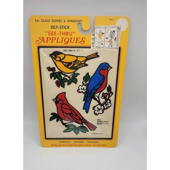 1970's Deadstock Bird Window Appliques Stickers - Picture 1 of 4